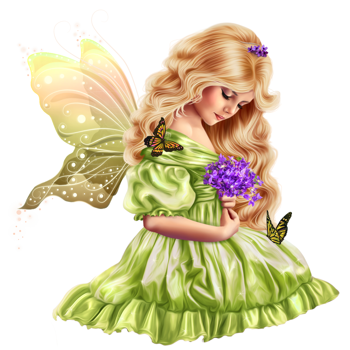 Сказочная Фея на белом фоне