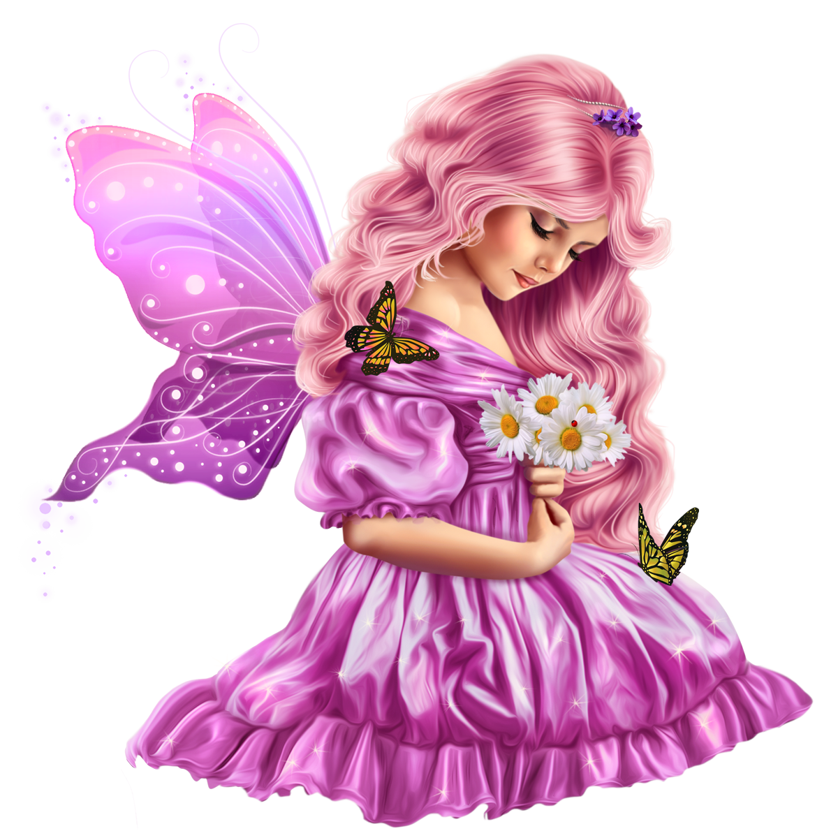 Сказочные феи на прозрачном фоне