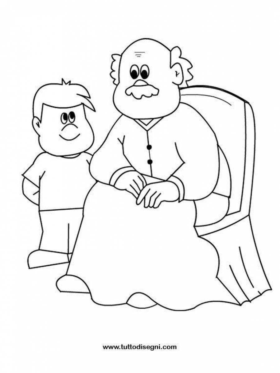 Раскраска бабушка и дедушка
