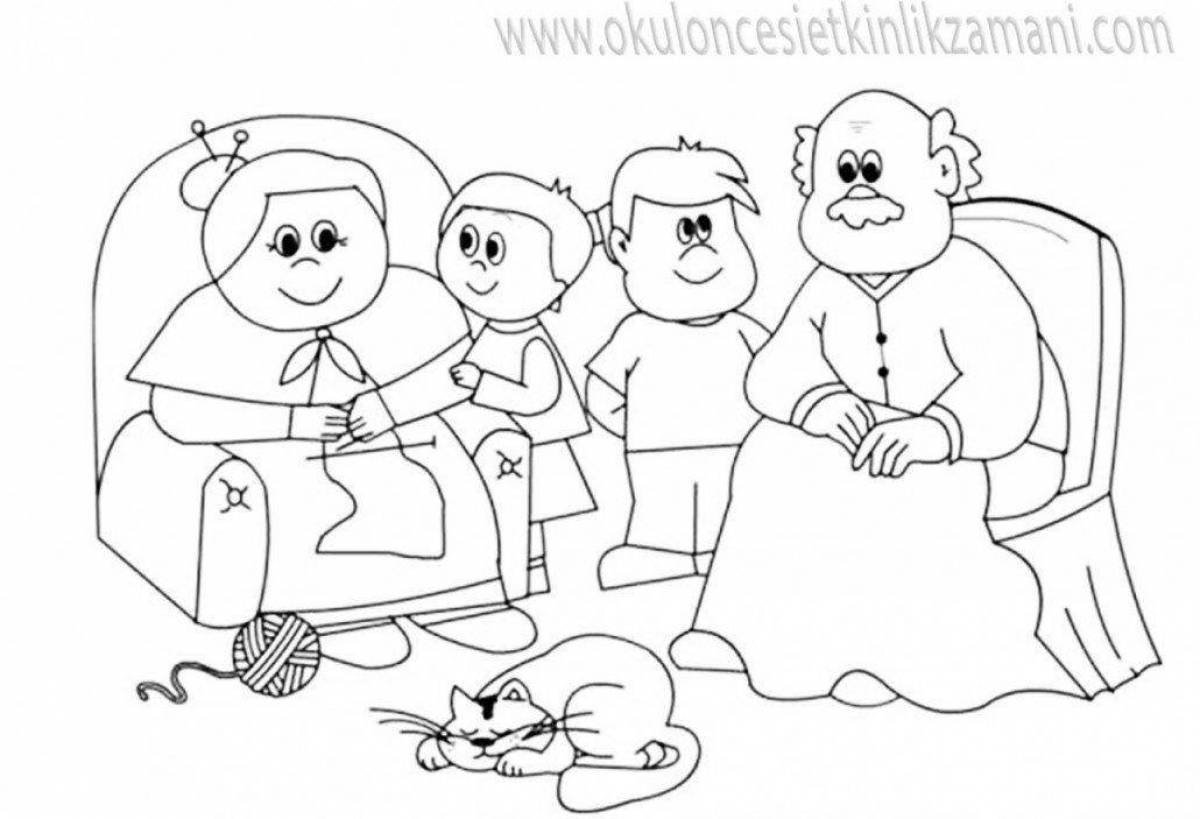 Раскраска бабушка и дедушка