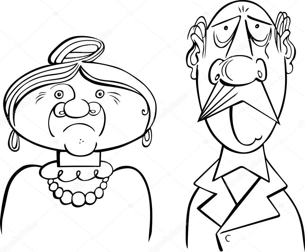 Контур лица бабушки и дедушки