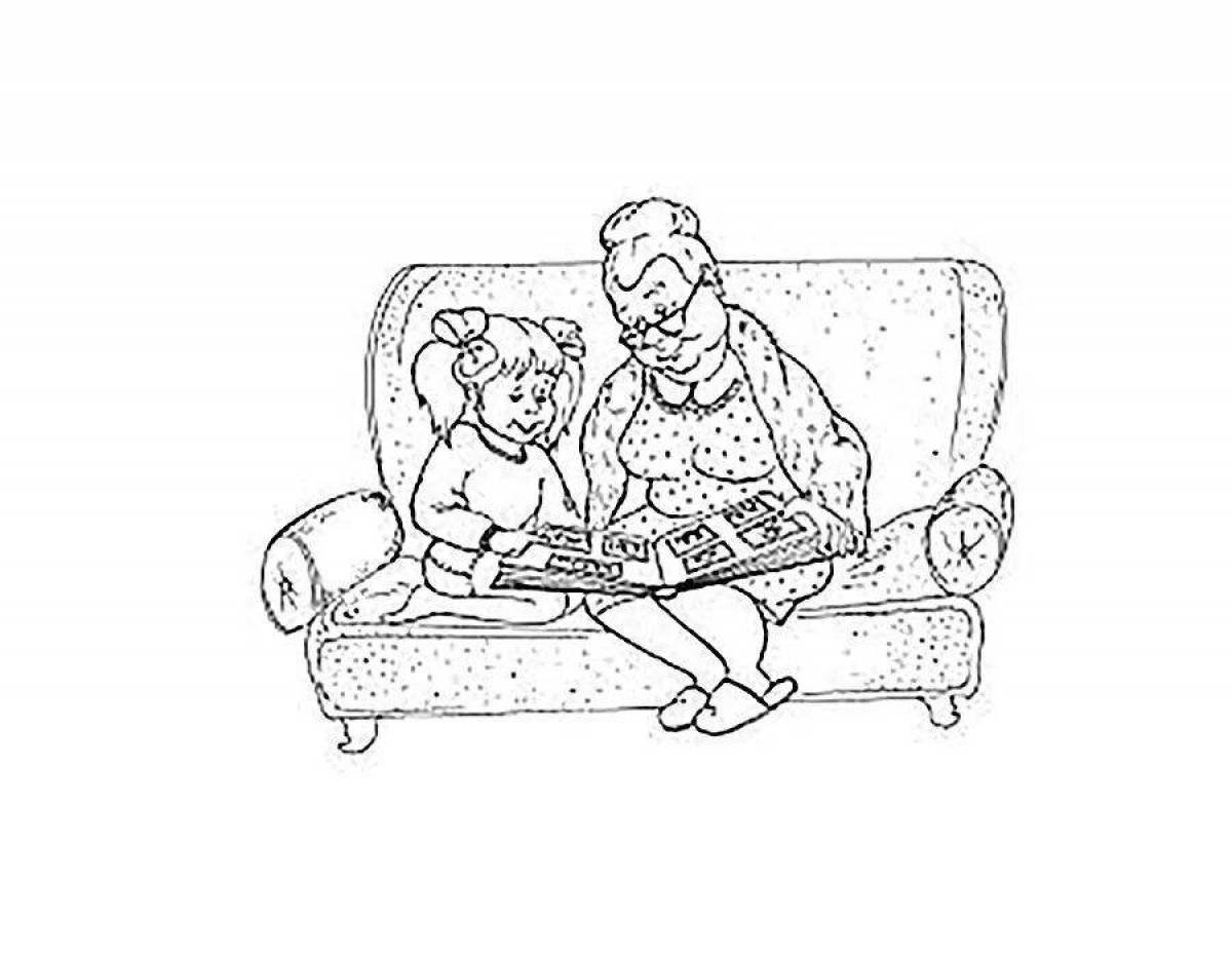 Раскраска бабушка и внучка