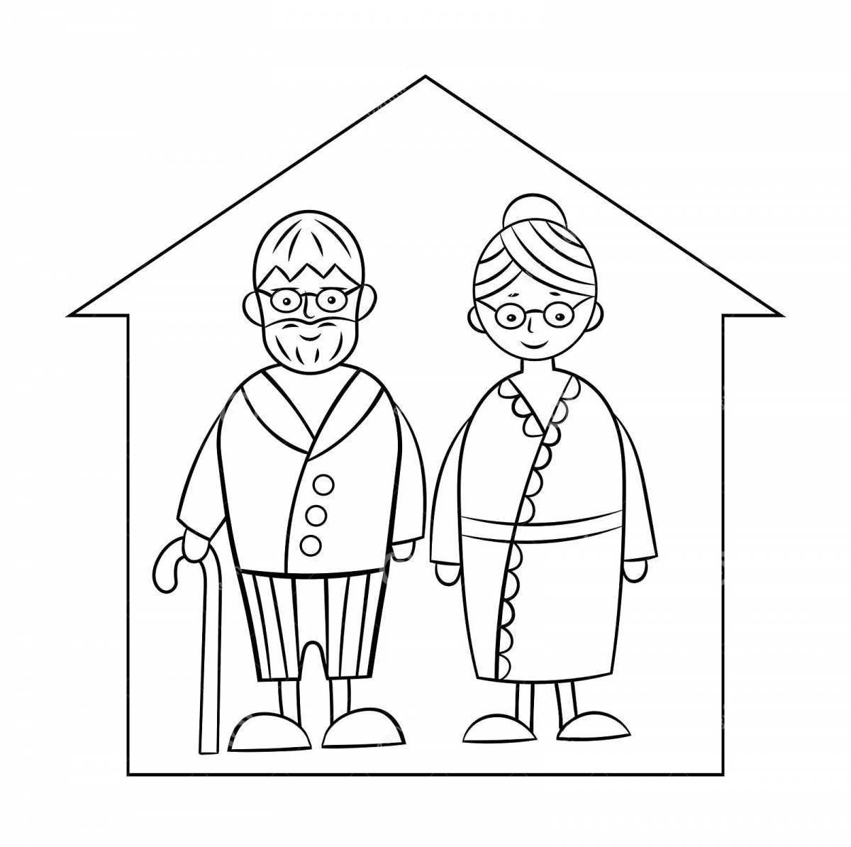 Трафарет бабушка и дедушка