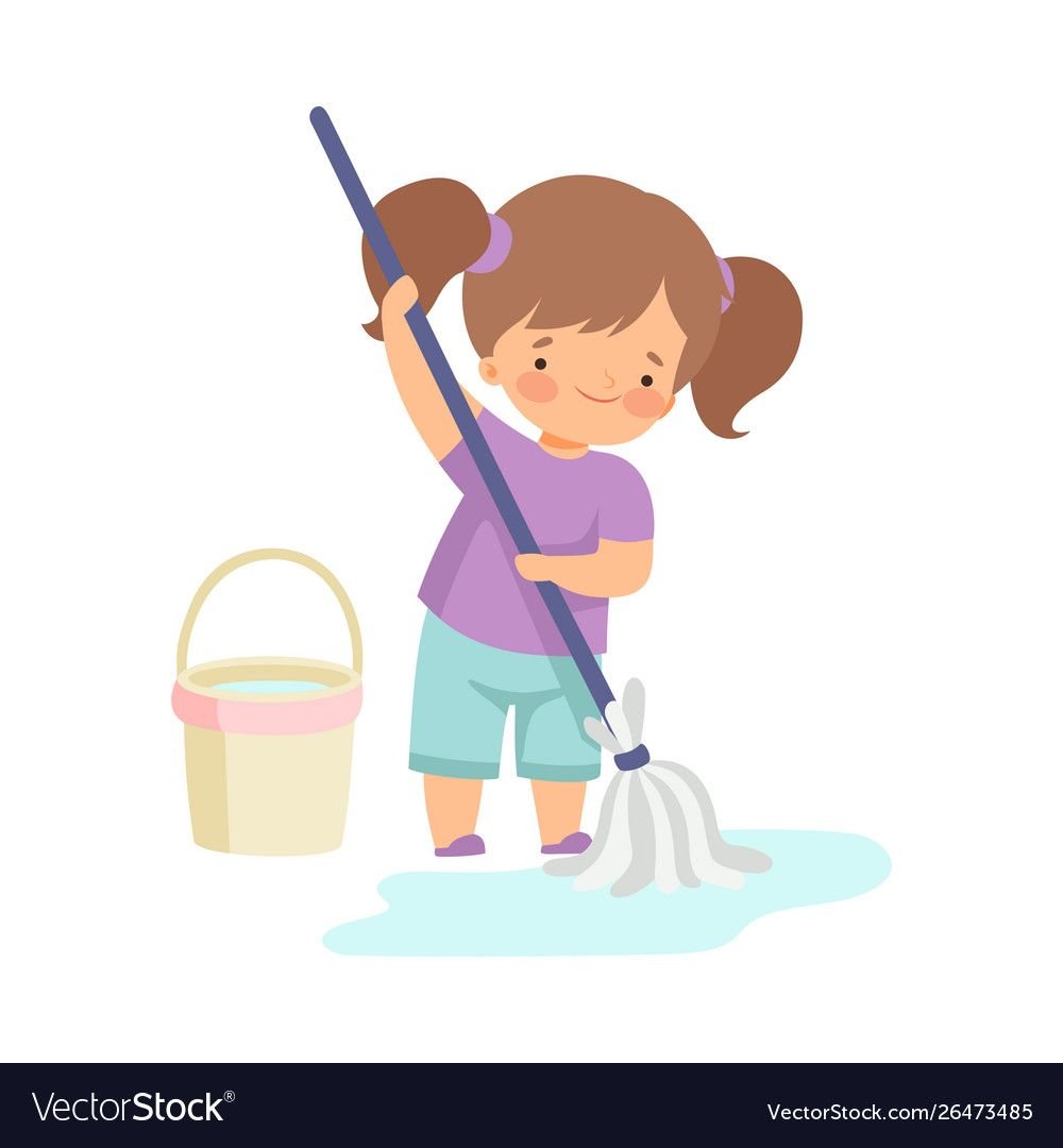 Дети убираются вектор