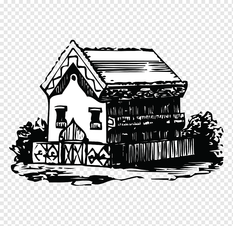 Домик черно белый