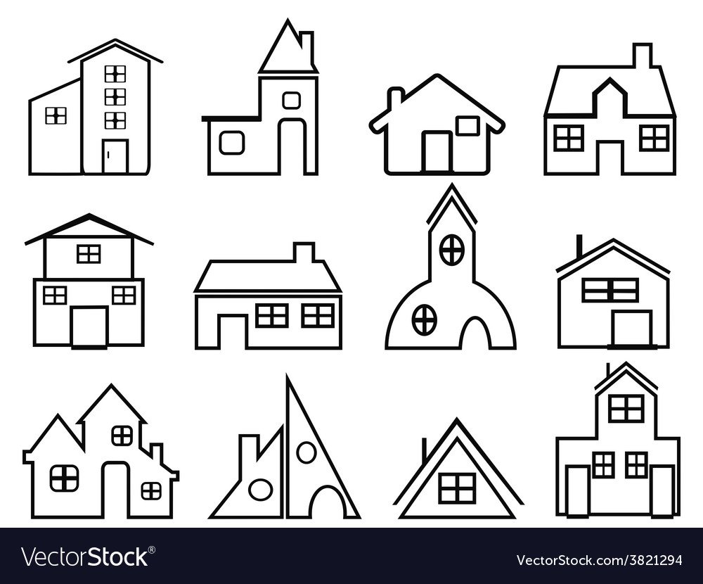 Контурное изображение домов маленькие для карты