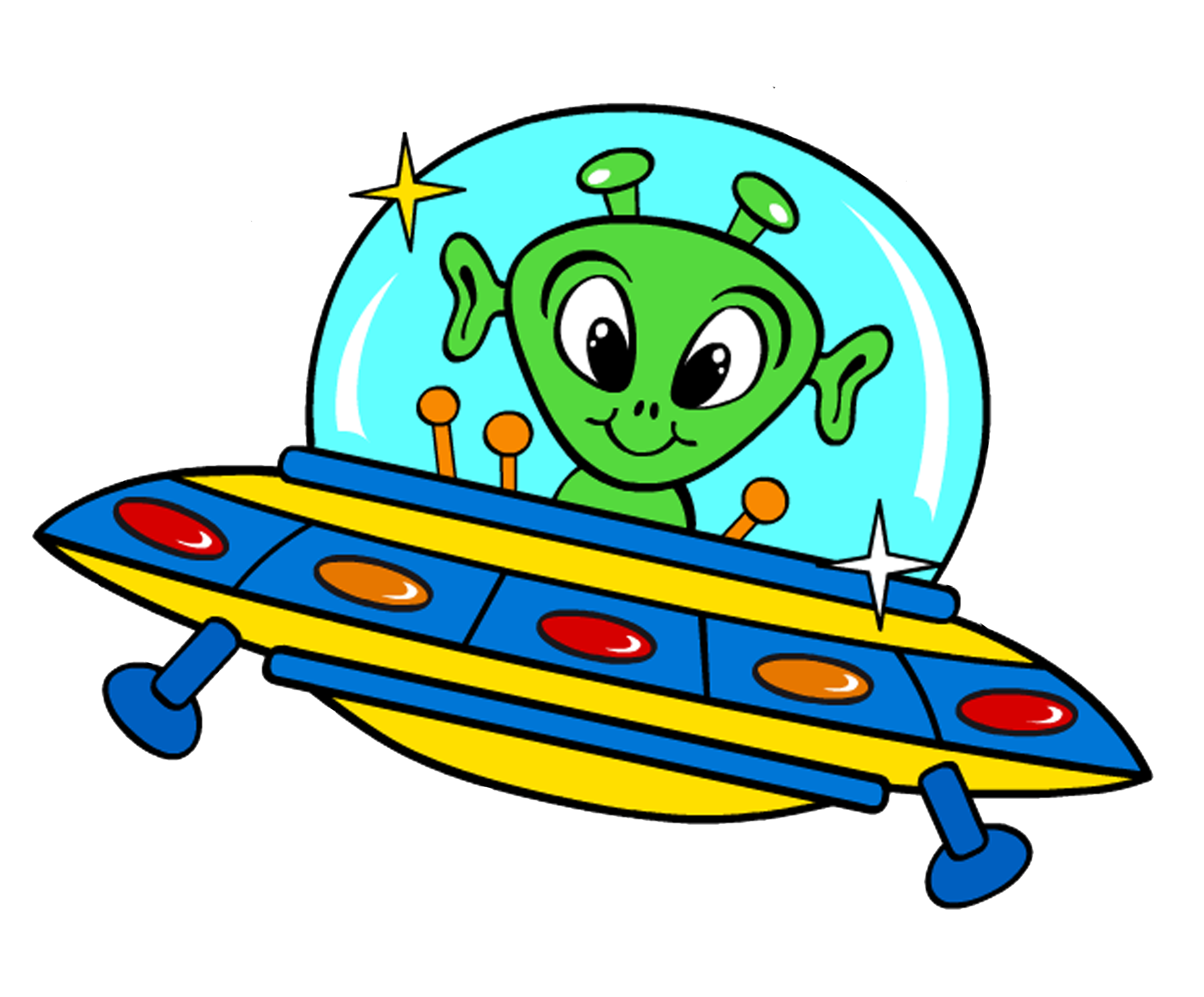 Рисунок инопланетянина в космосе. НЛО. Космическая тарелка. Летающая тарелка для детей.