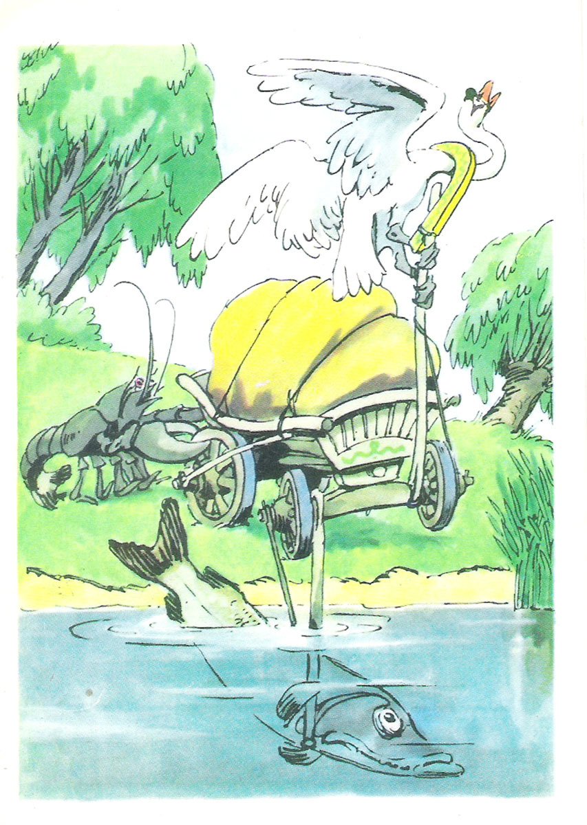 Басня Крылова лебедь краб и щука