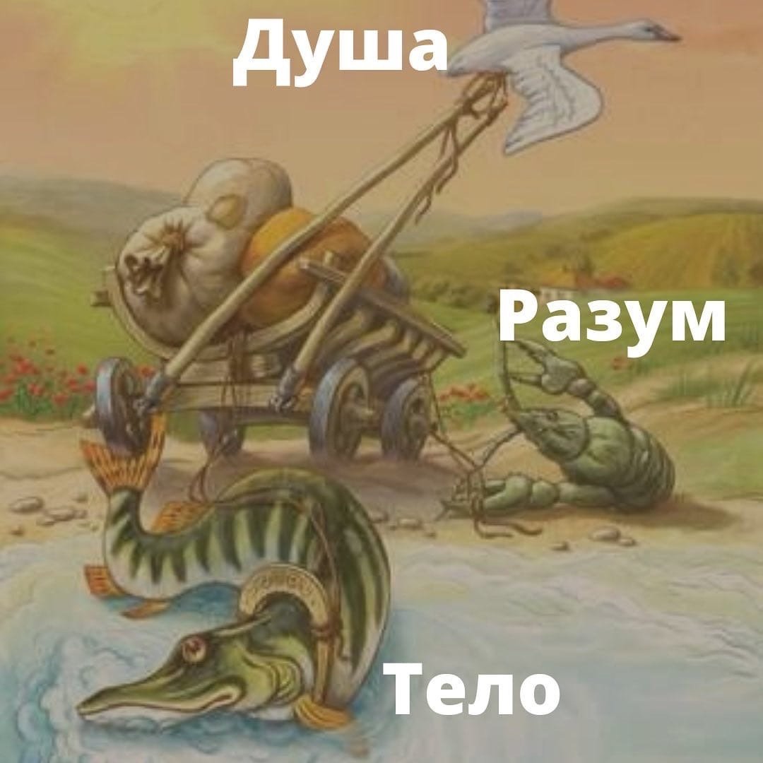 Басня Крылов лебедь и щука