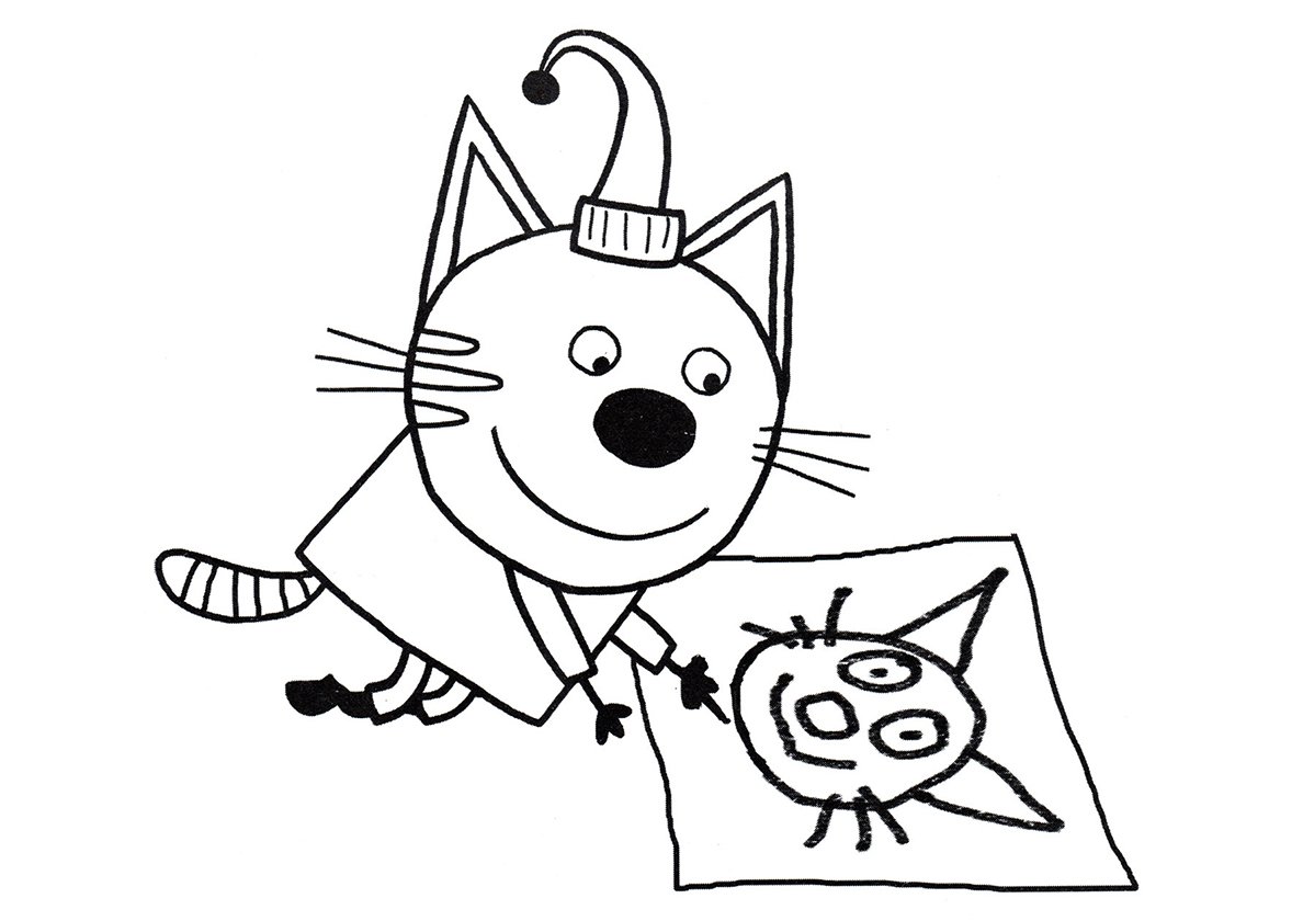 Разукрашка три кота компот