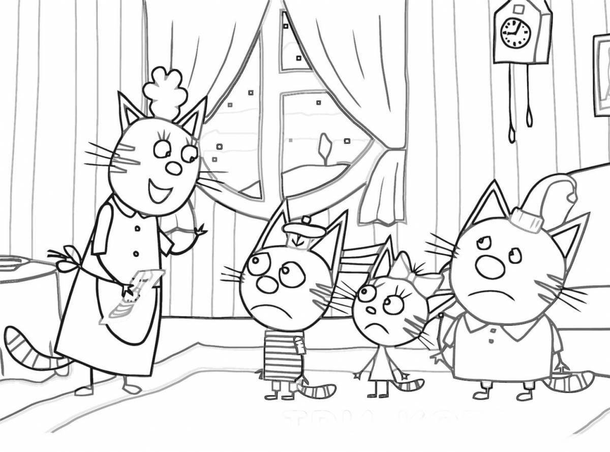 Три кота раскраска для детей