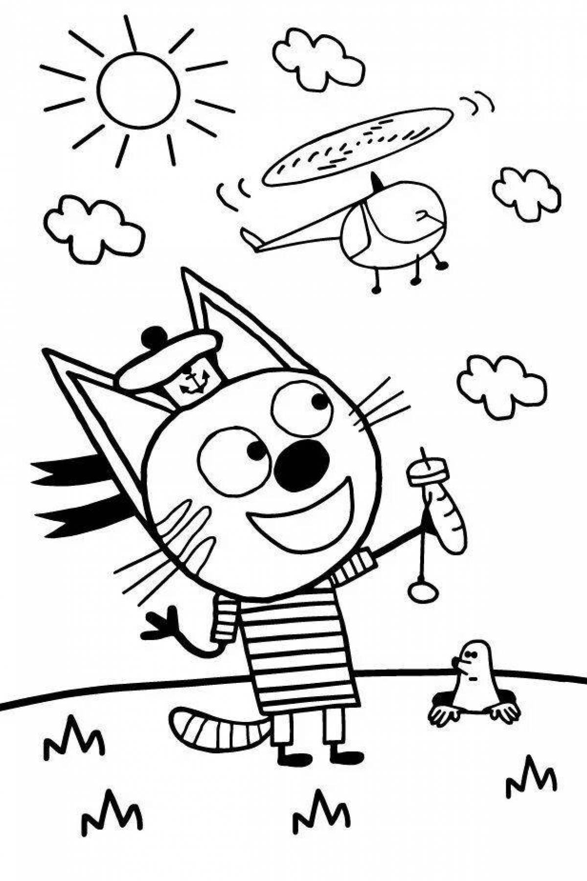 Три кота мультик раскраска Коржика