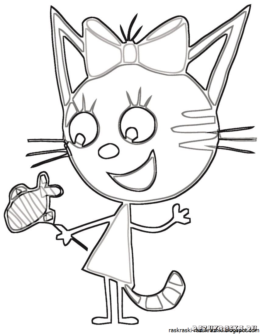 Раскраска Карамелька из мультфильма три кота