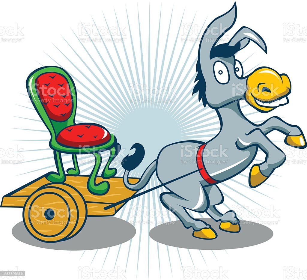 Осел везет телегу