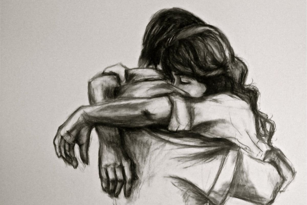 Объятия рисунок карандашом