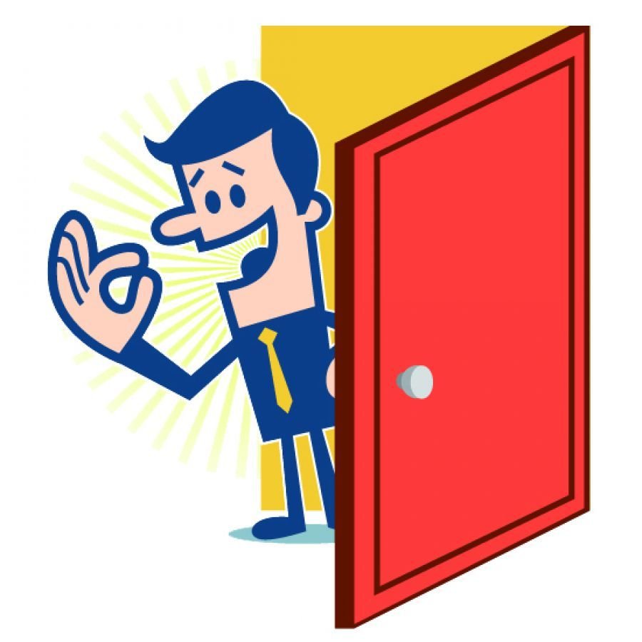 Человечек заглядывает в дверь