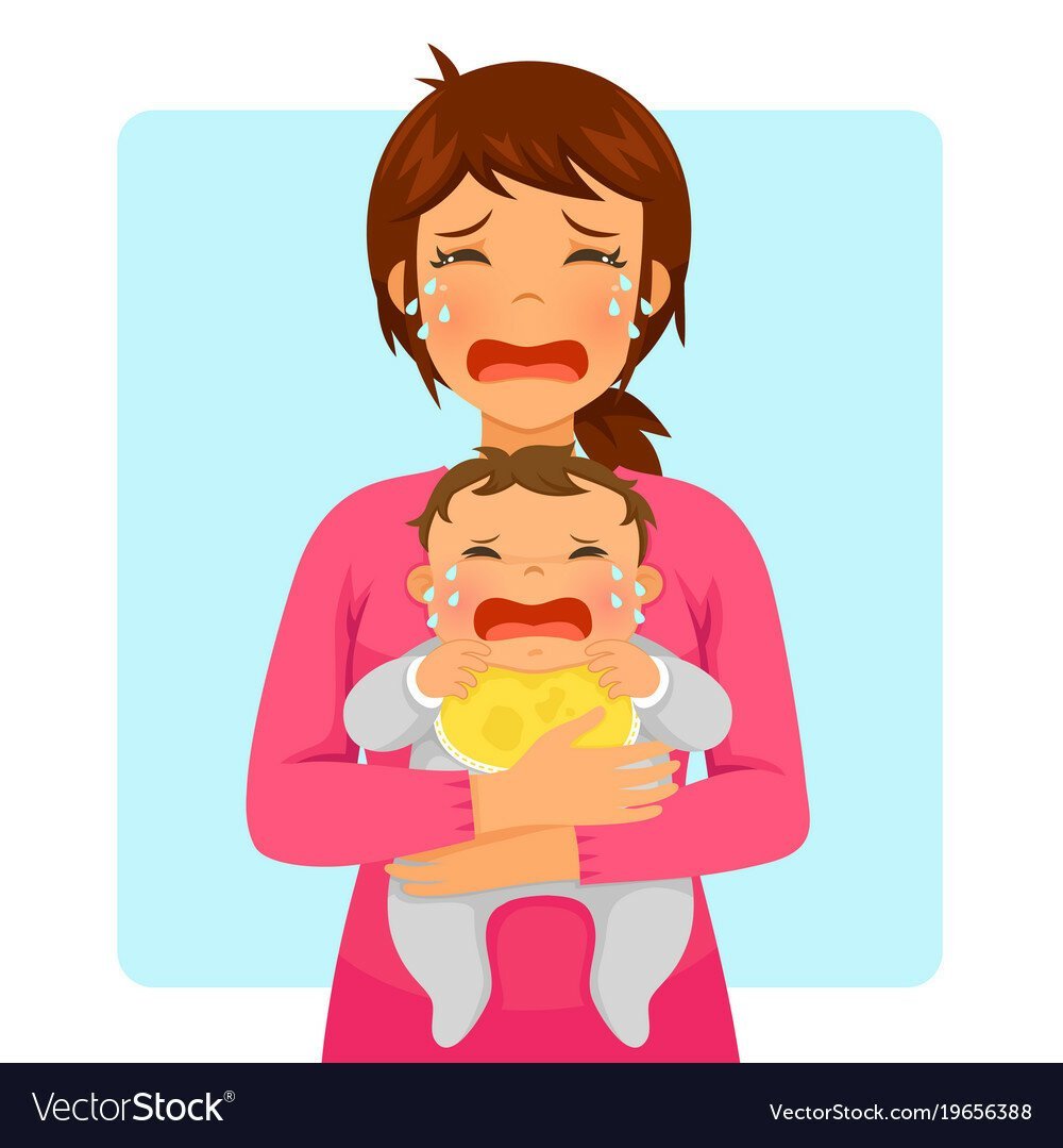 Мама с плачущим ребенком на руках
