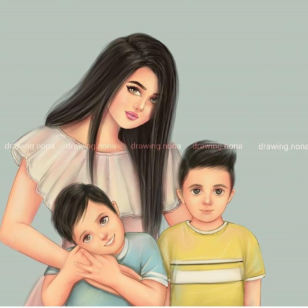 Аватарка мама с двумя детьми