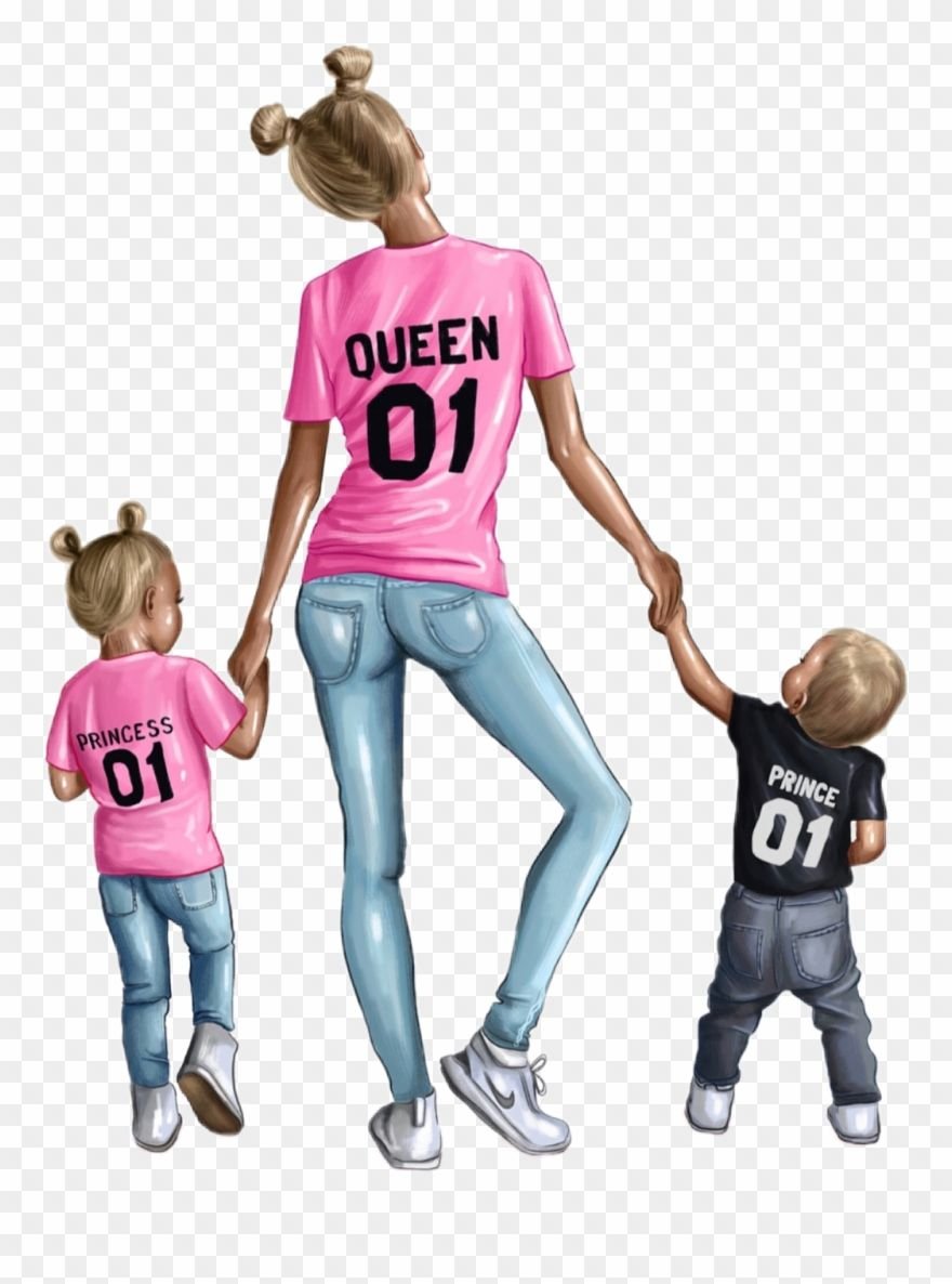 Модные иллюстрации мама и сын