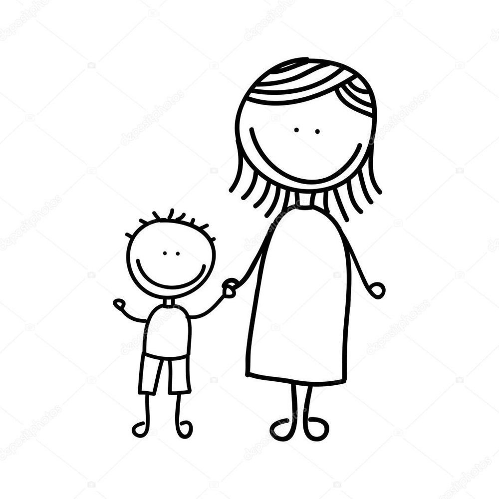 Мама и две Дочки картинки нарисованные