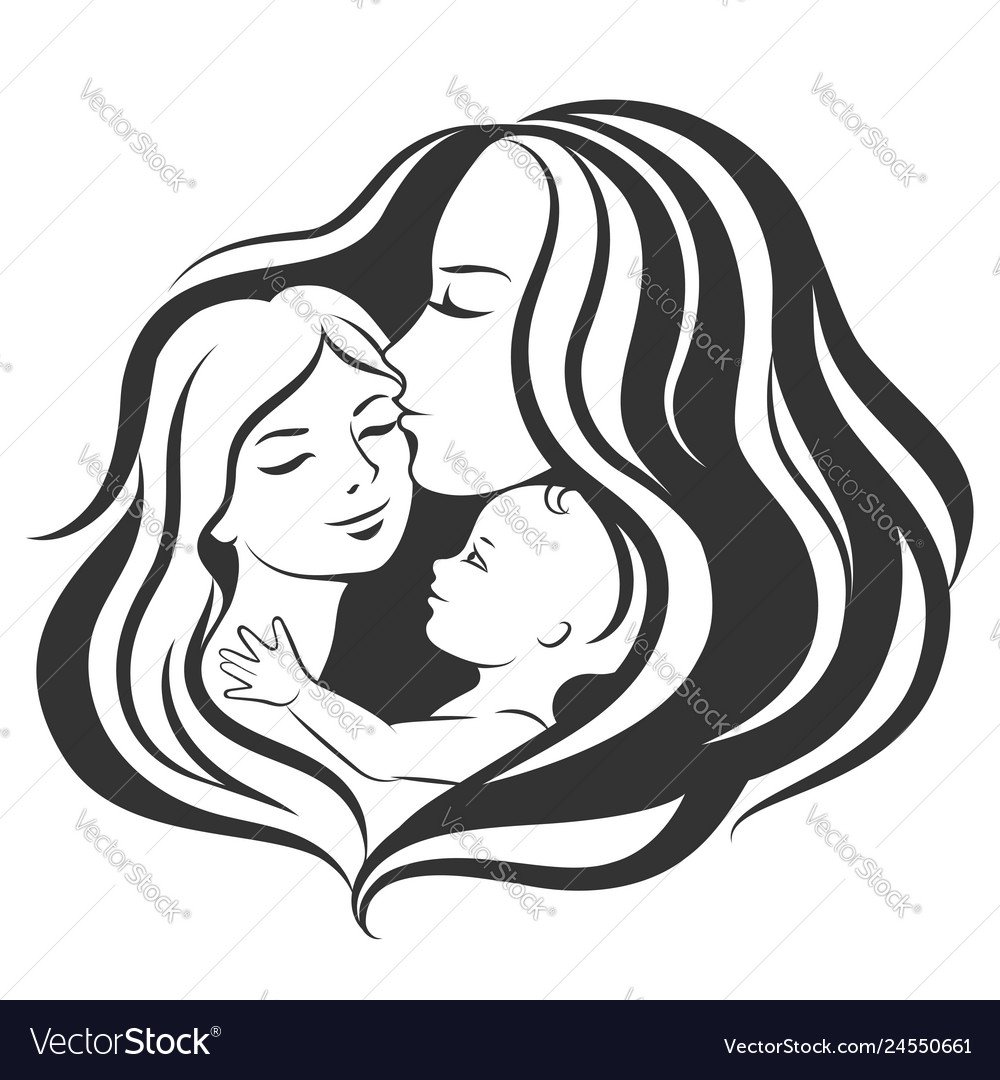 Силуэт мамы с ребенком