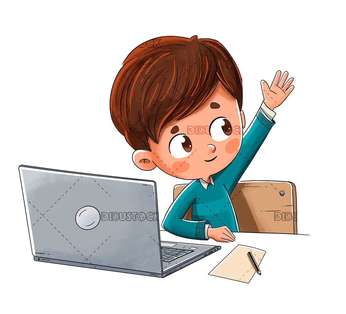 Ученики в компьютере иллюстрация