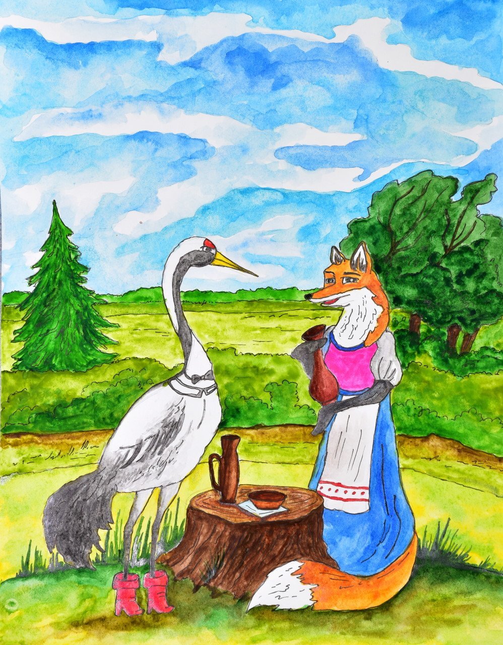 Картинки к сказке лиса и журавль