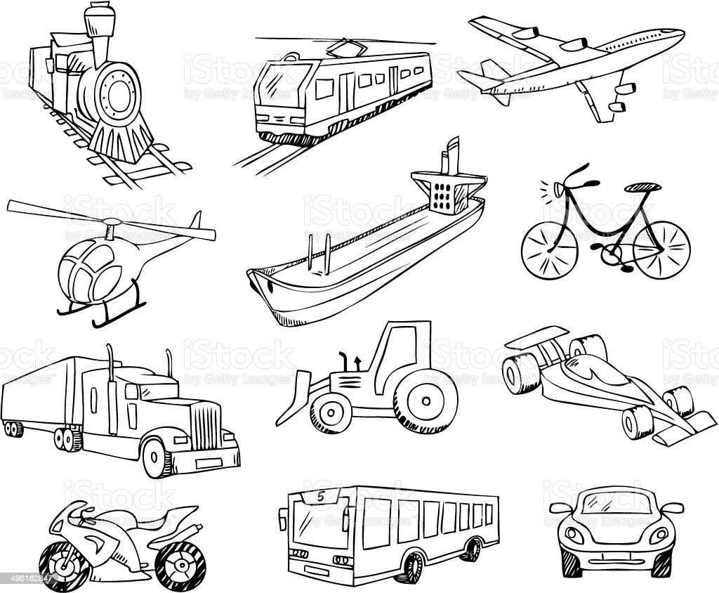 Транспорт черно белый для детей