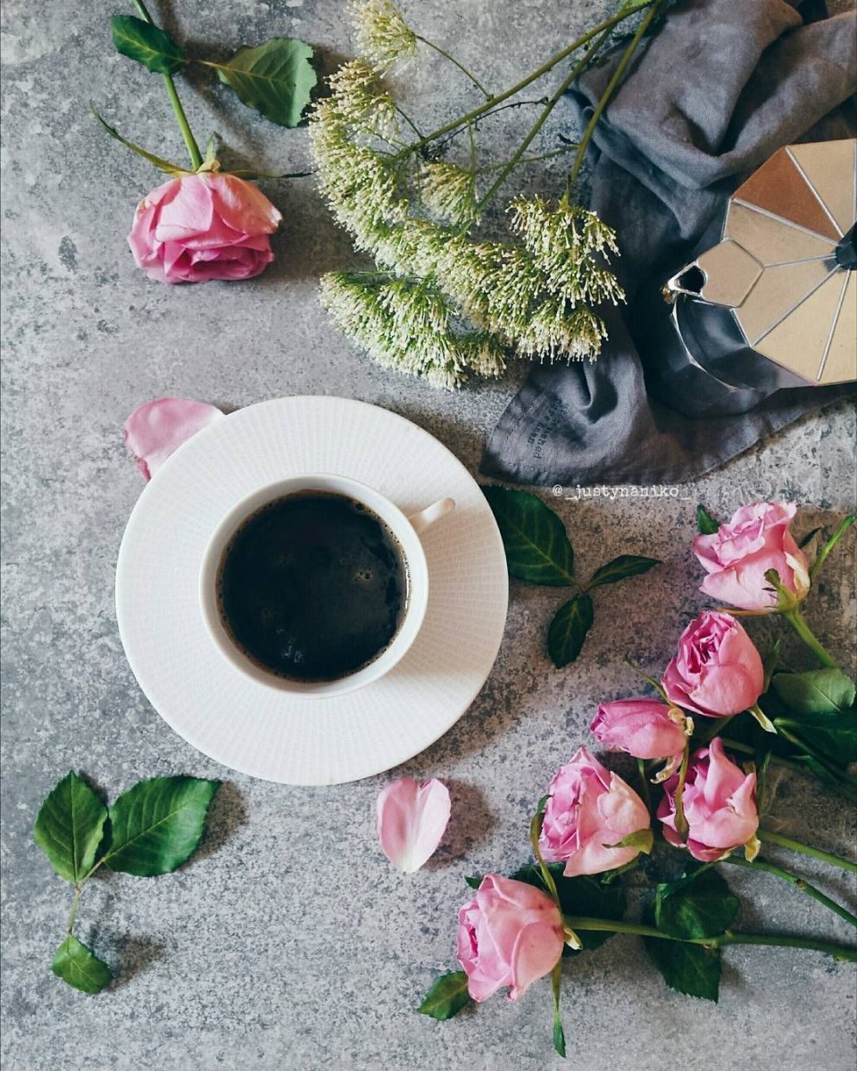 Утро кофе цветы