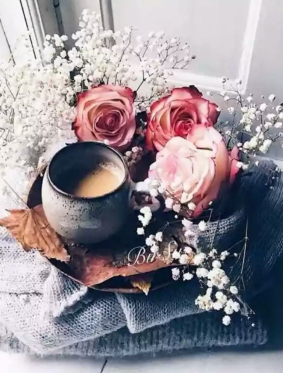 Кофе и цветы