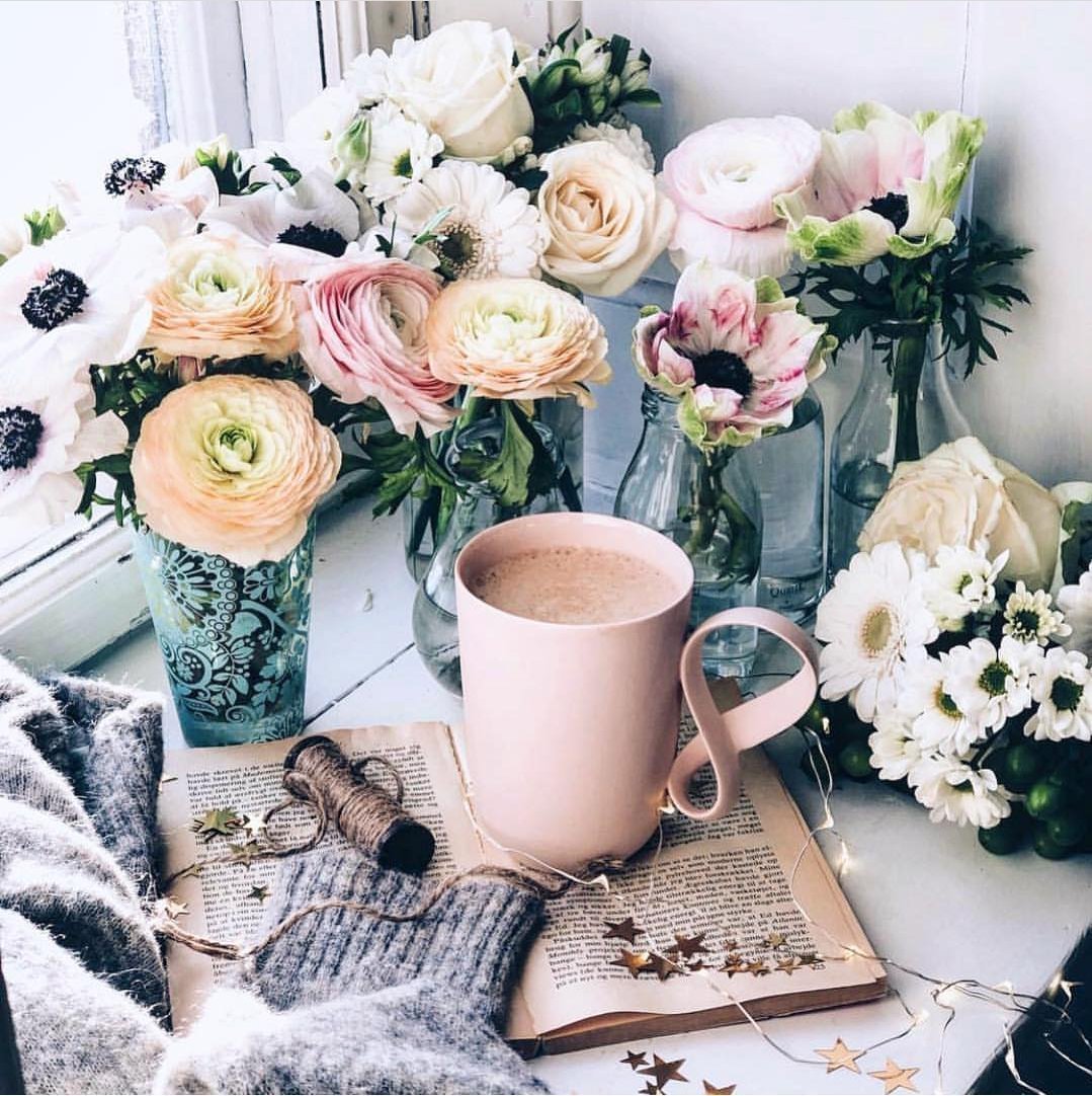 Кофе цветы стильные