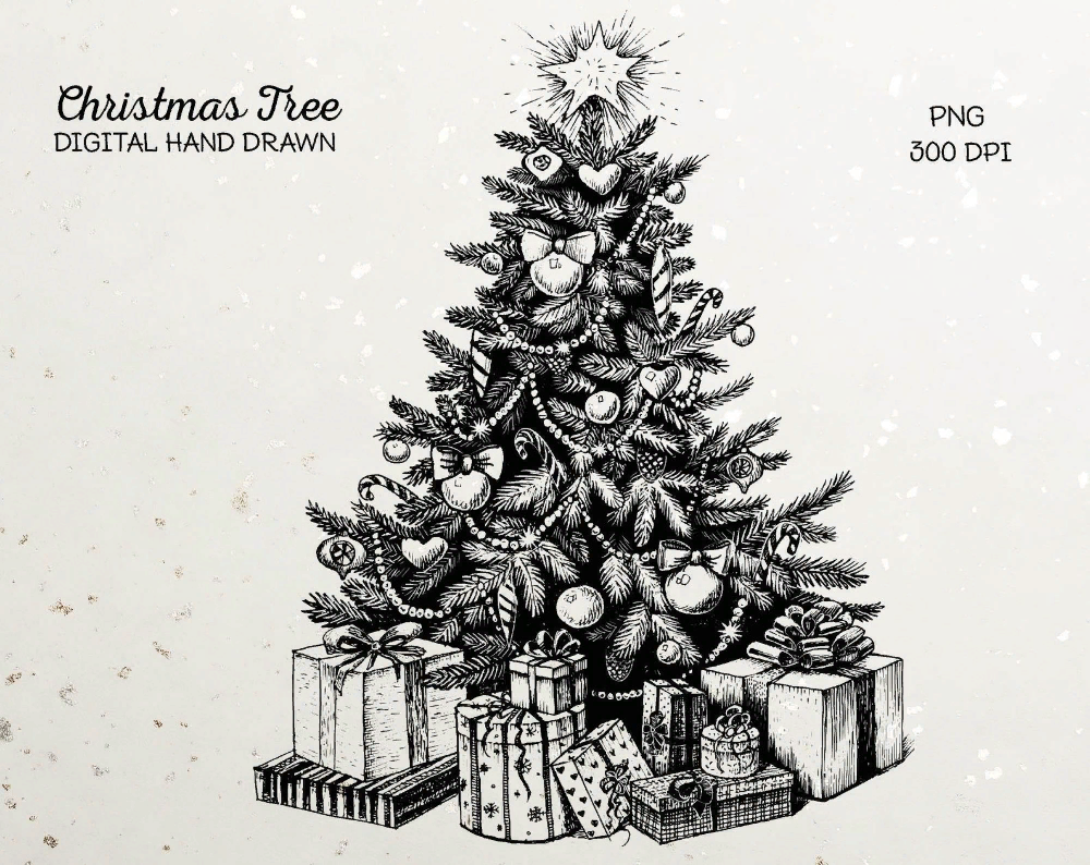 Елка гравюра