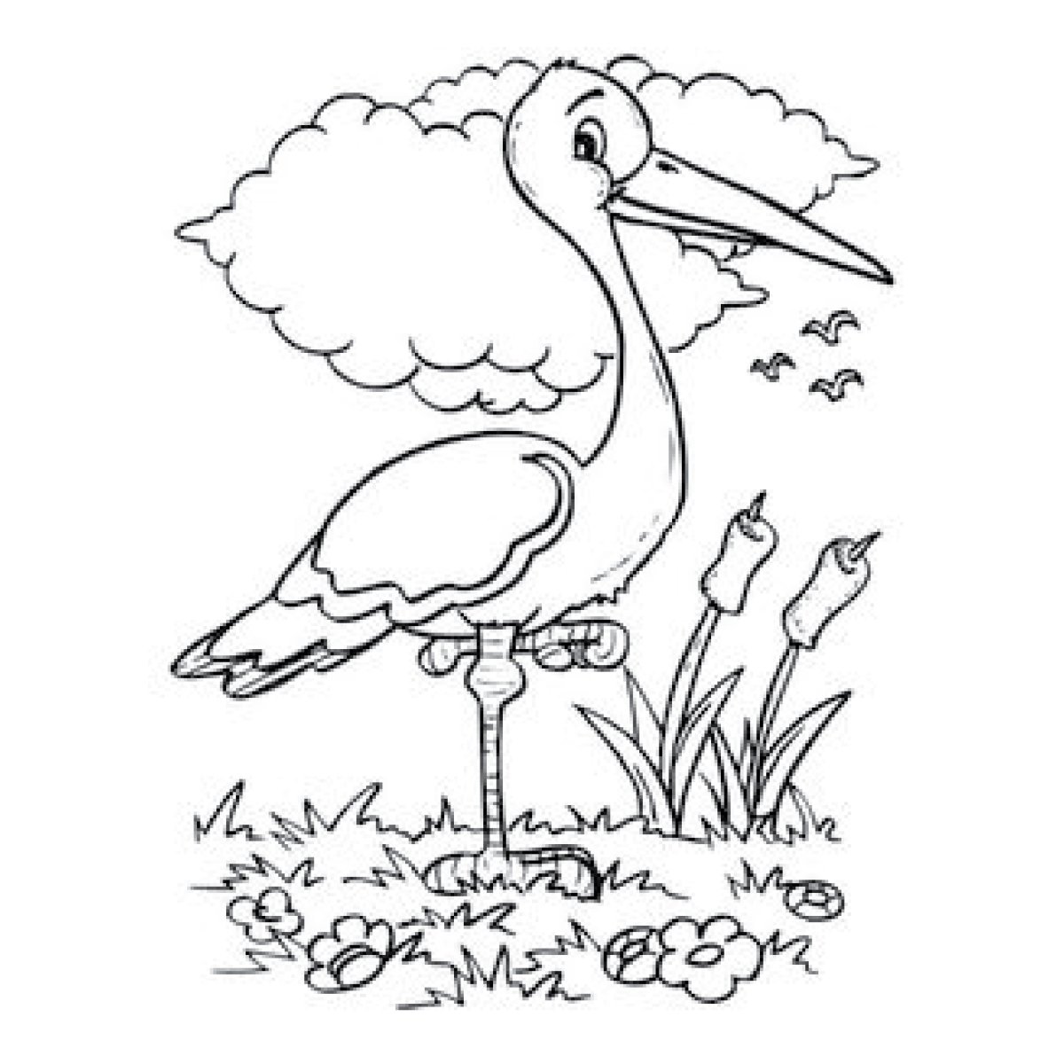 Аист раскраска для детей