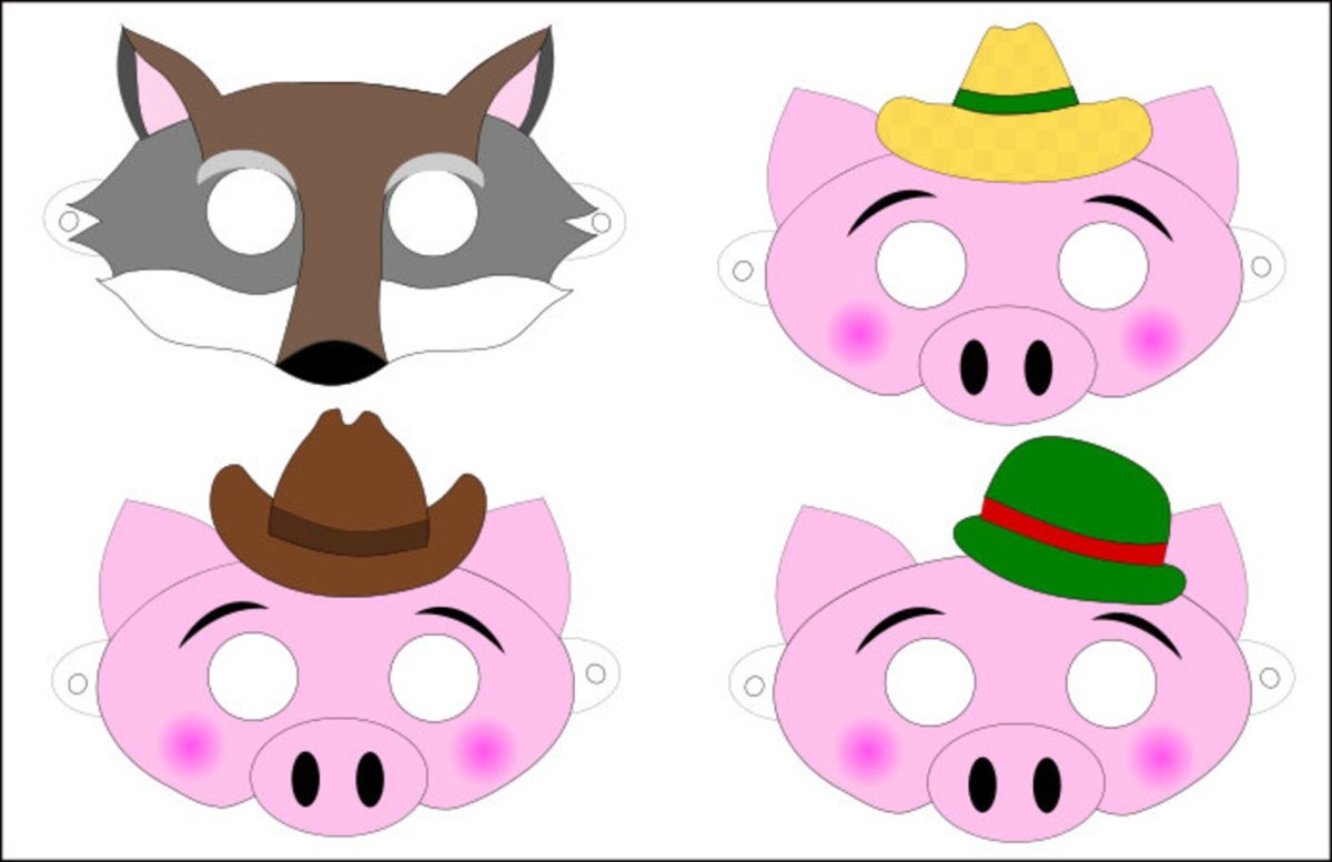 Маски для детей три поросенка