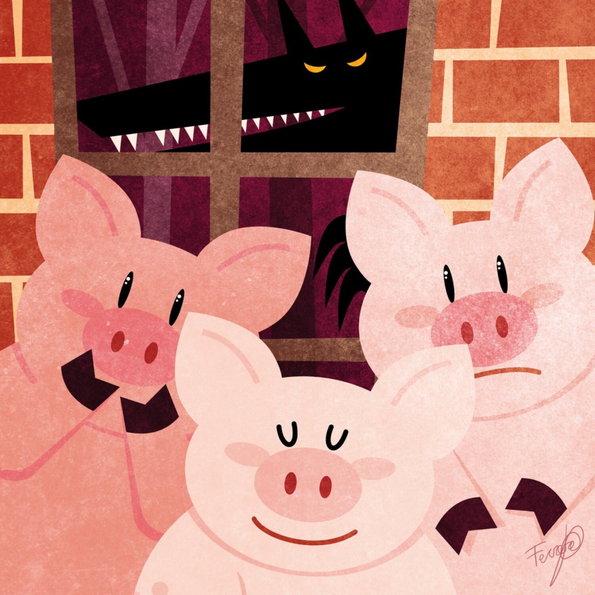 Легкий рисунок 3 поросенка