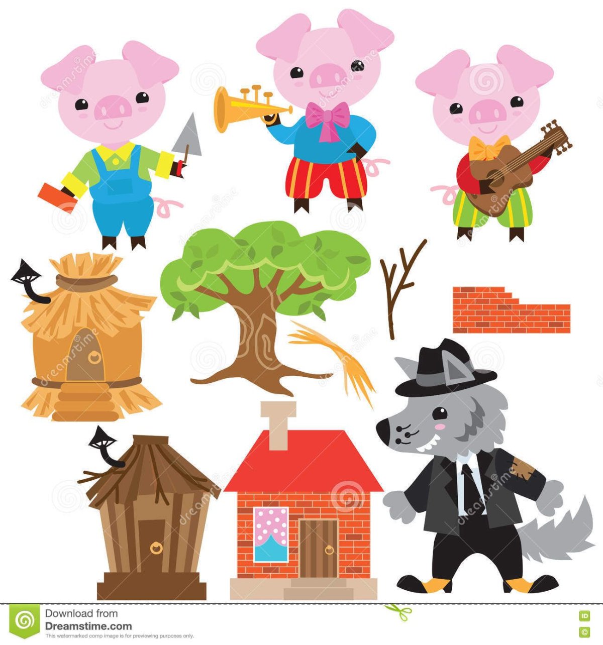 Три поросенка вектор