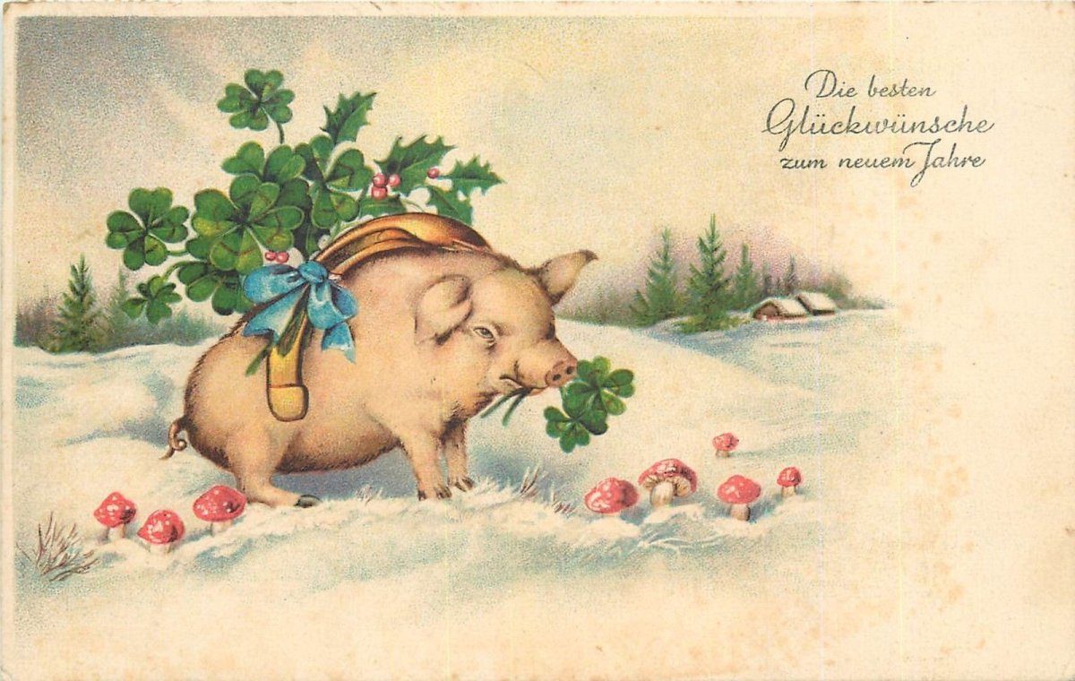 Новогодние открытки с поросятами