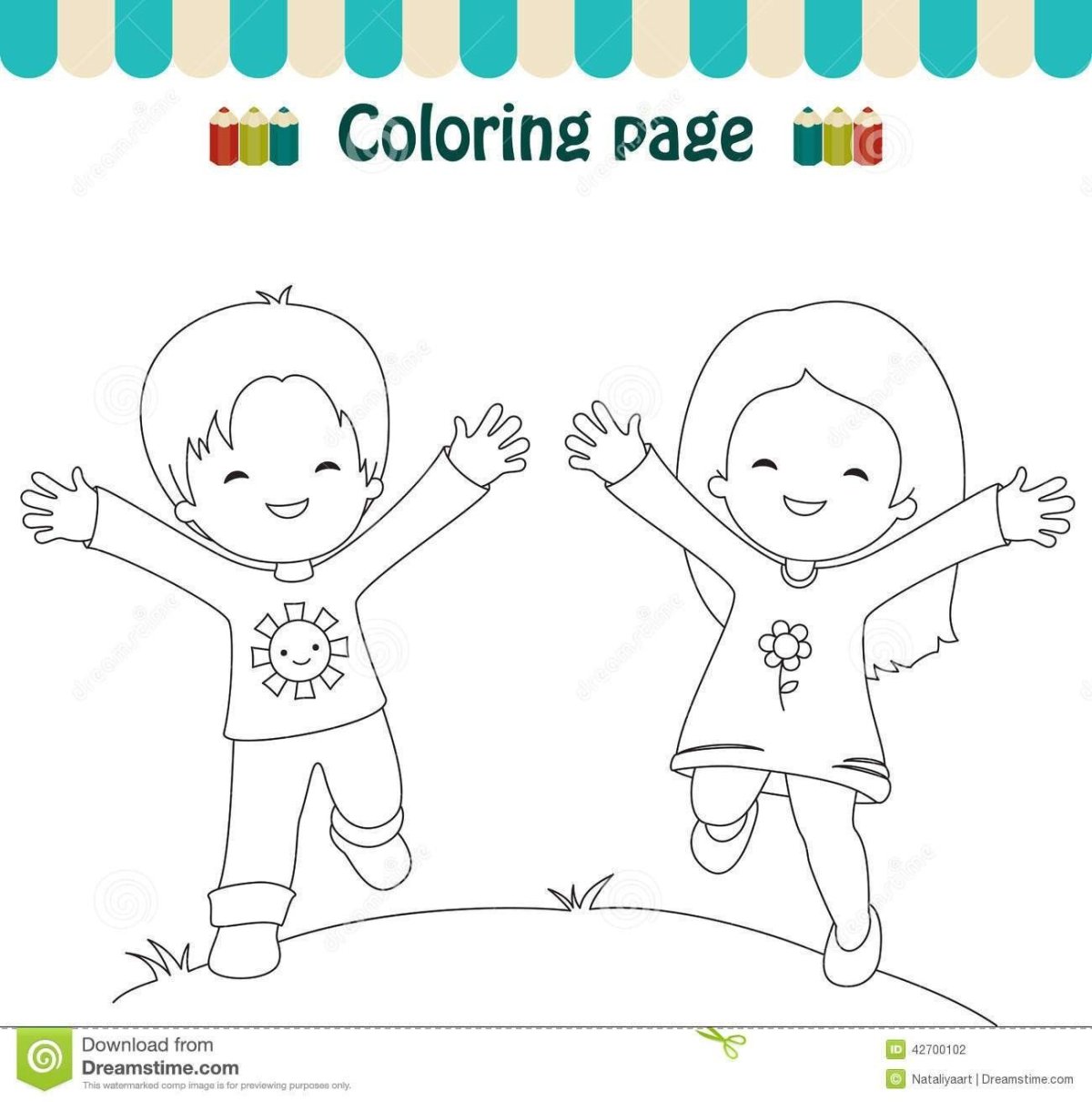 Раскраска дети радуются
