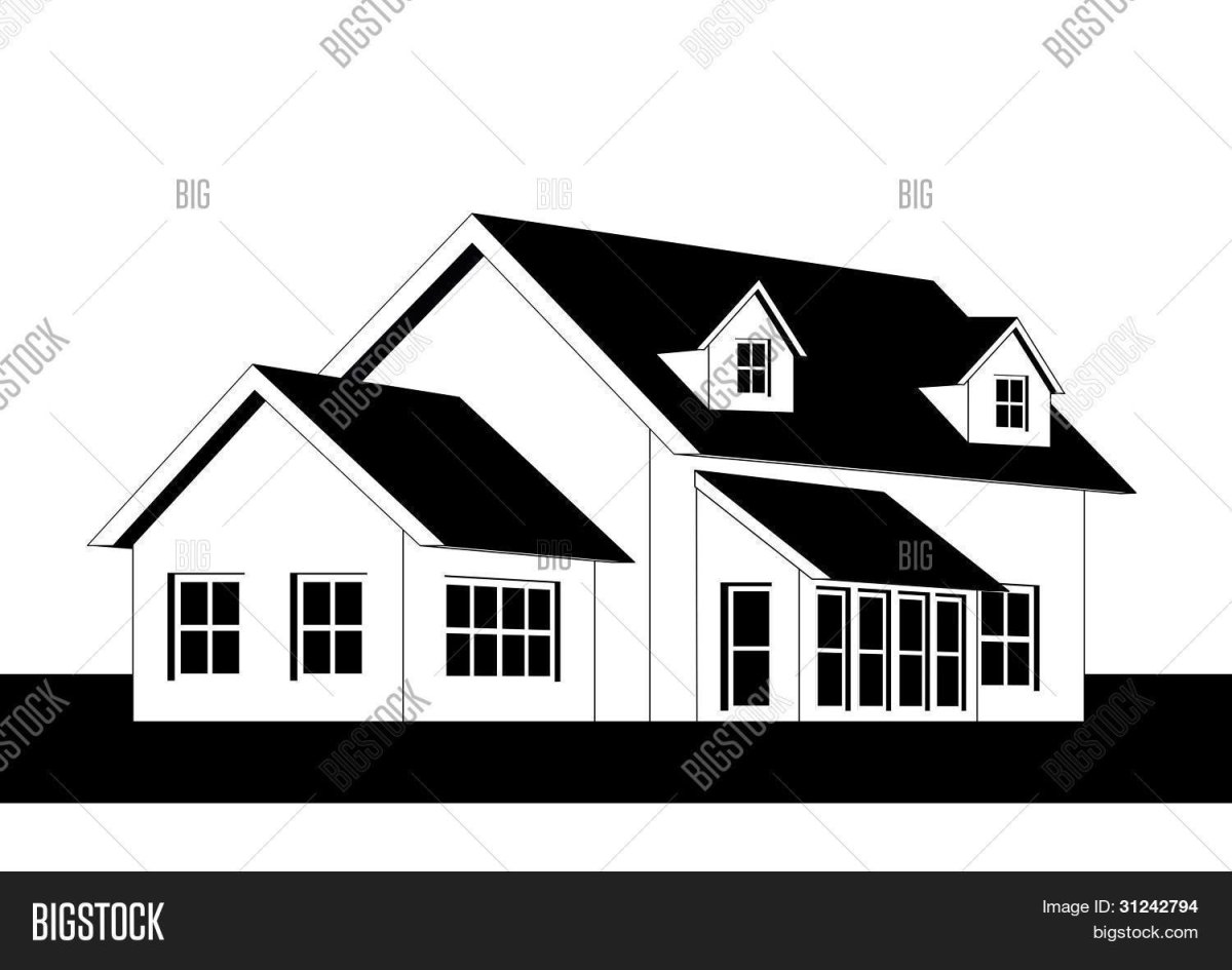 Векторный дом черно-белый