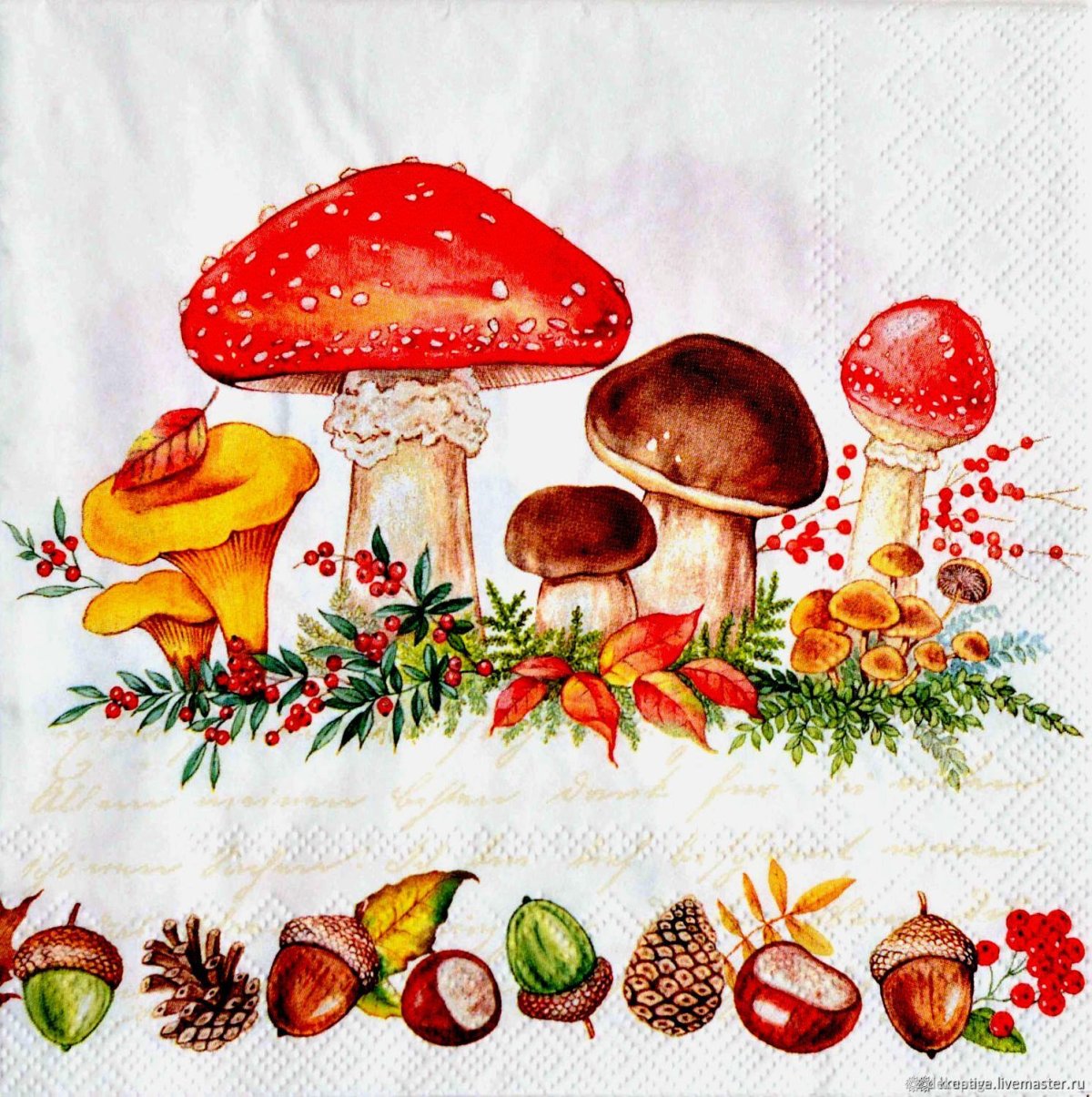 Салфетки с грибами бумажные