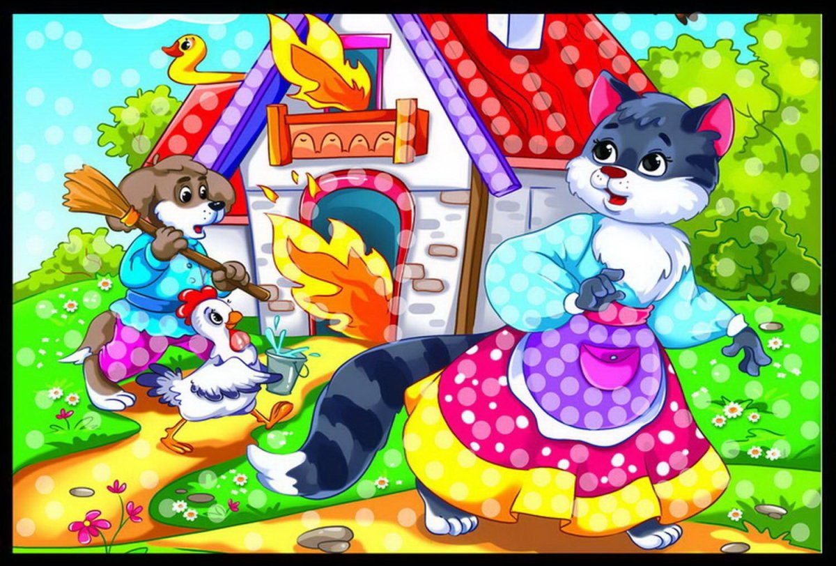 Мозаичная аппликация Кошкин дом