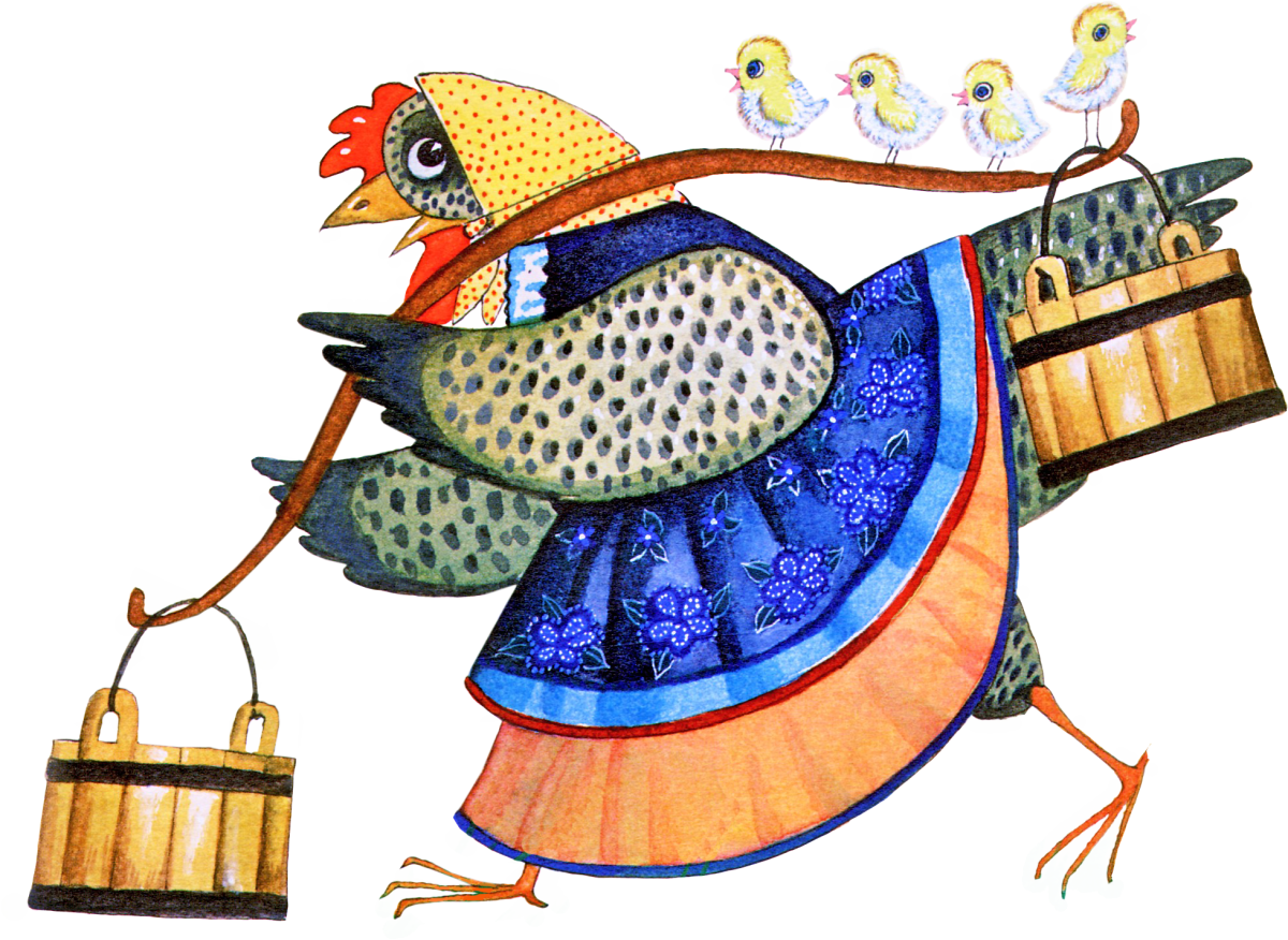 Курица с ведром