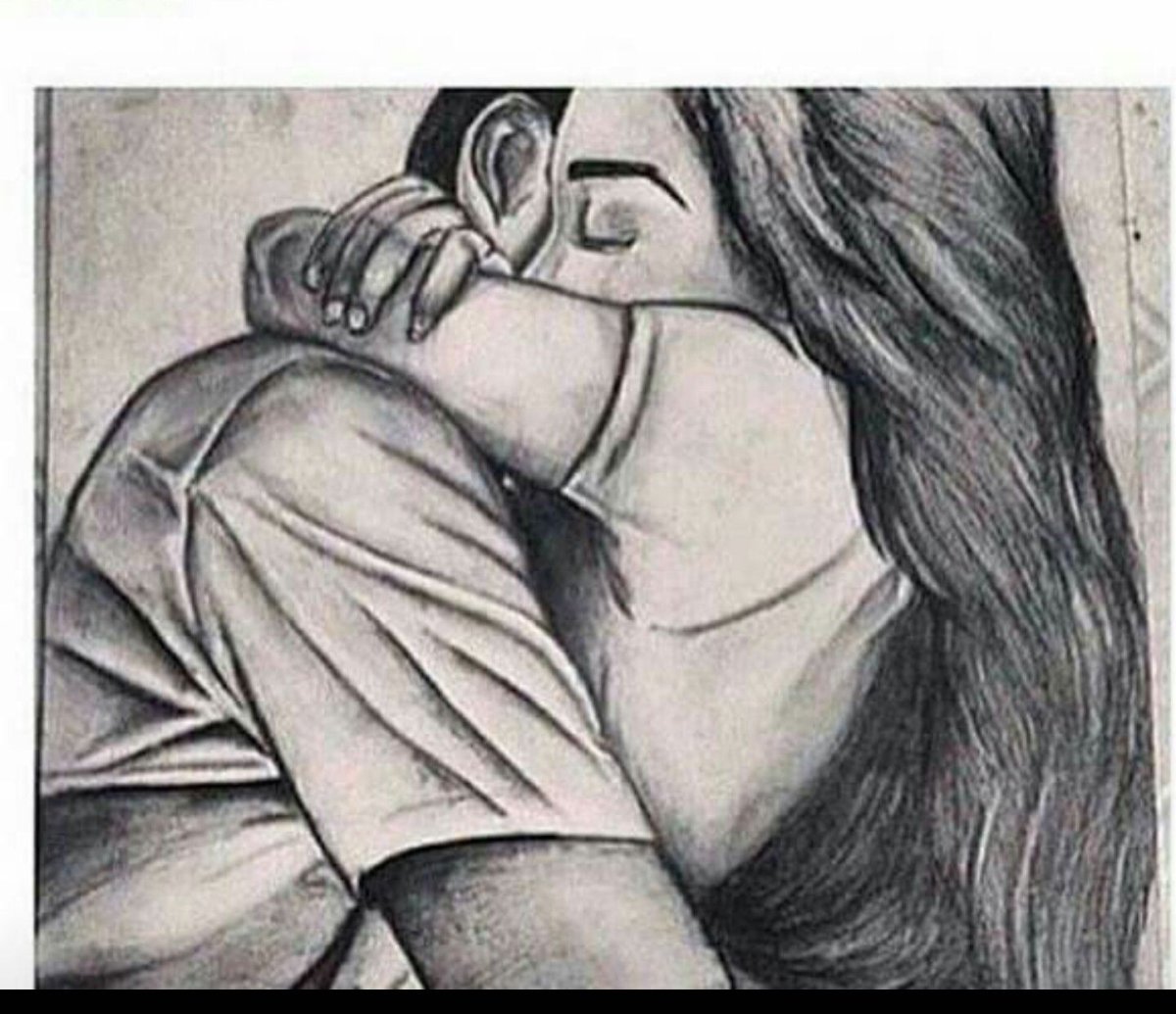 Парень и девушка обнимаются рисунок