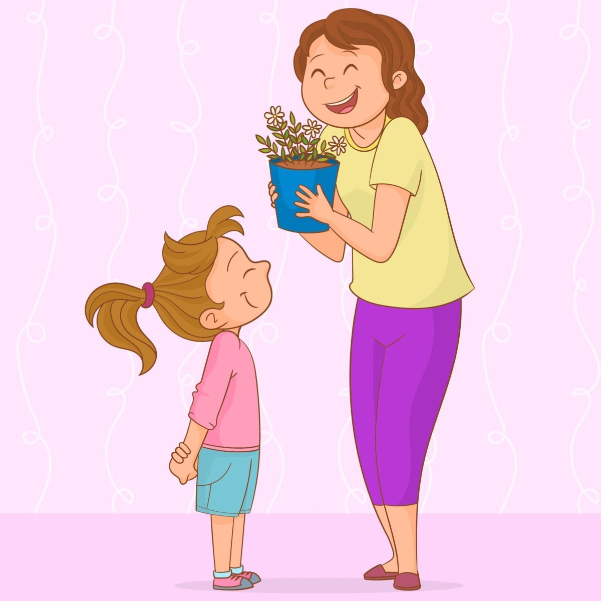 Ребенок дарит подарок маме