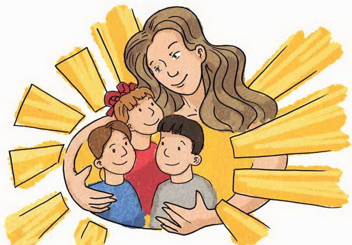 Дети обнимают воспитателя