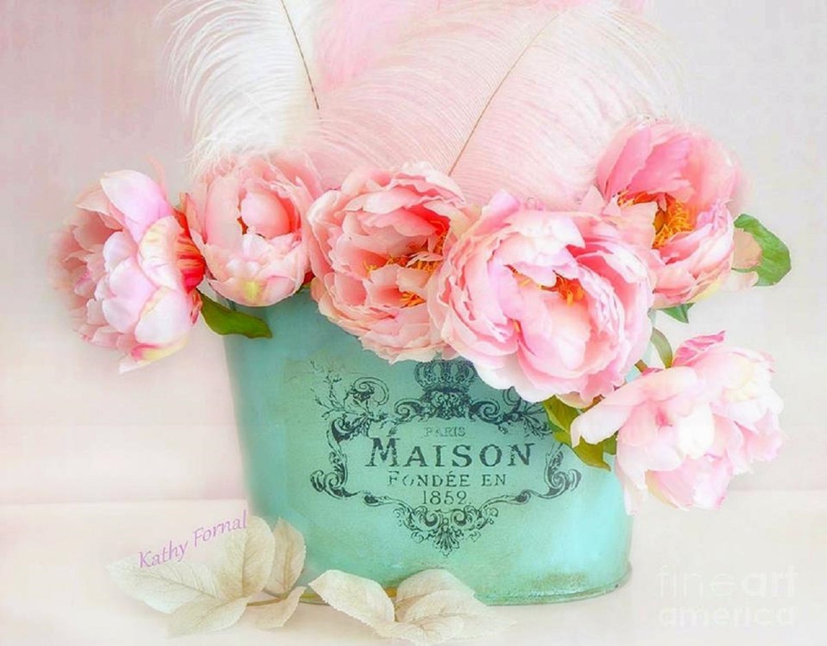 Пионы в стиле шебби Шик