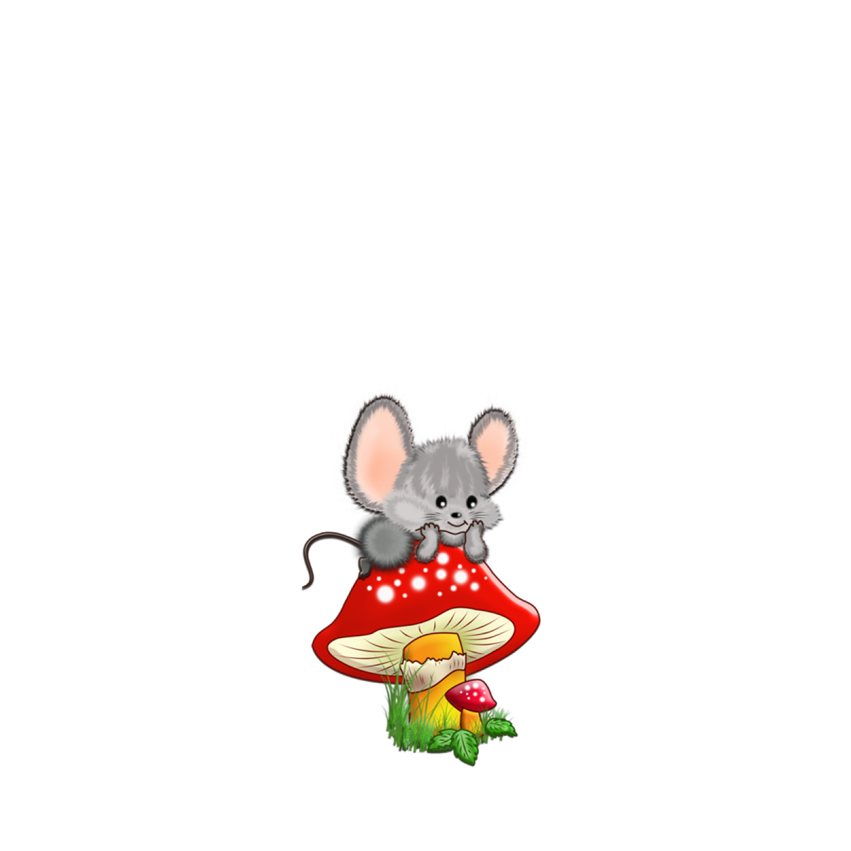 Сказочная мышка на белом фоне