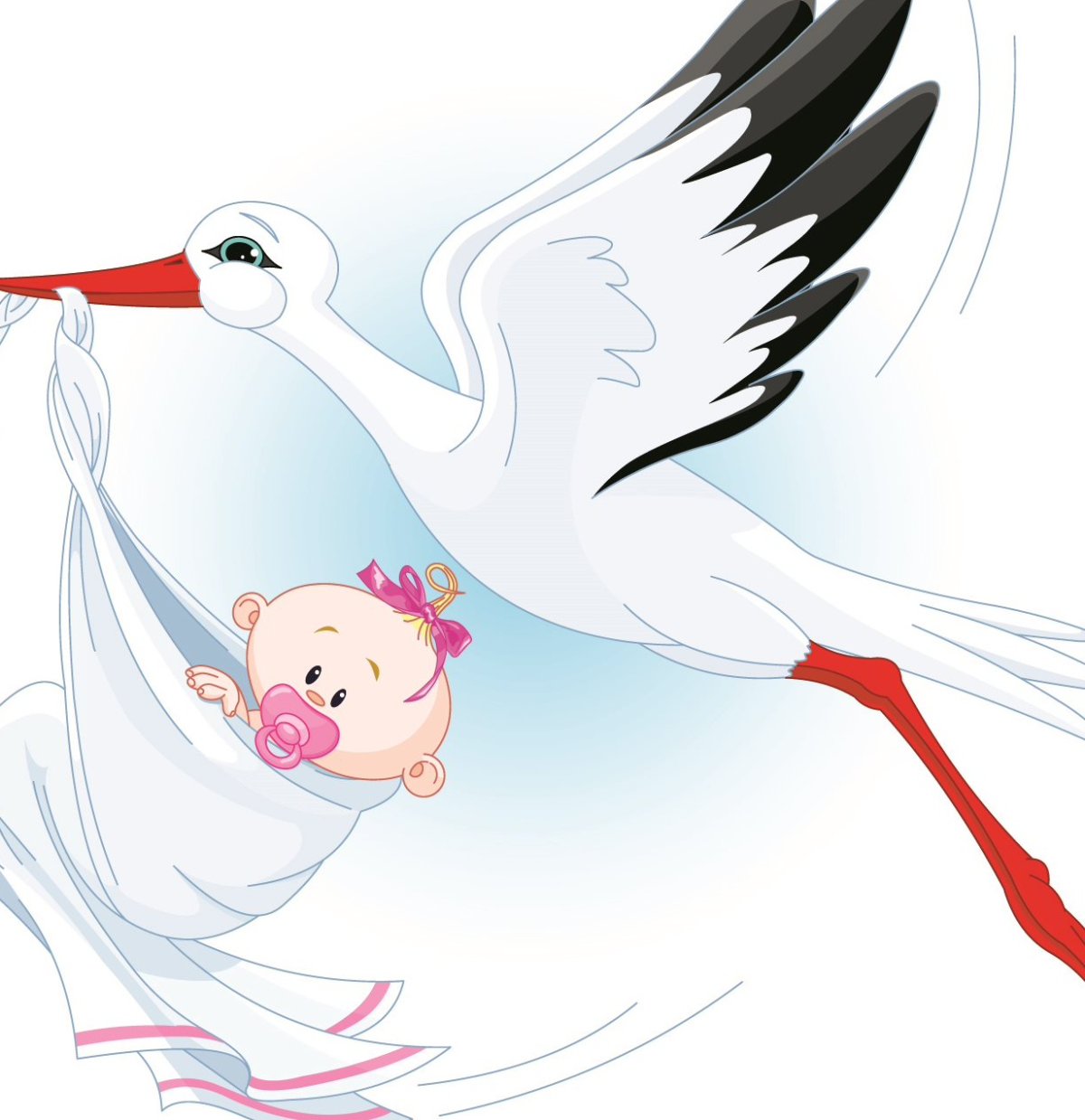 Аист с малышом в клюве