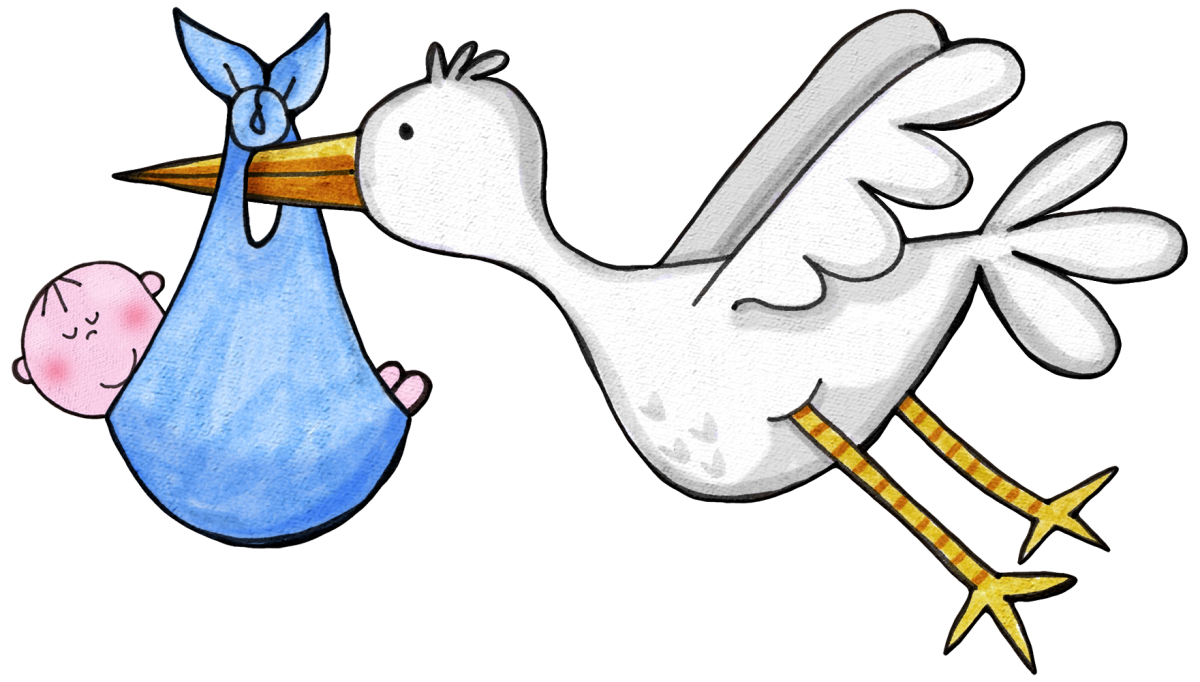 Аист с младенцем