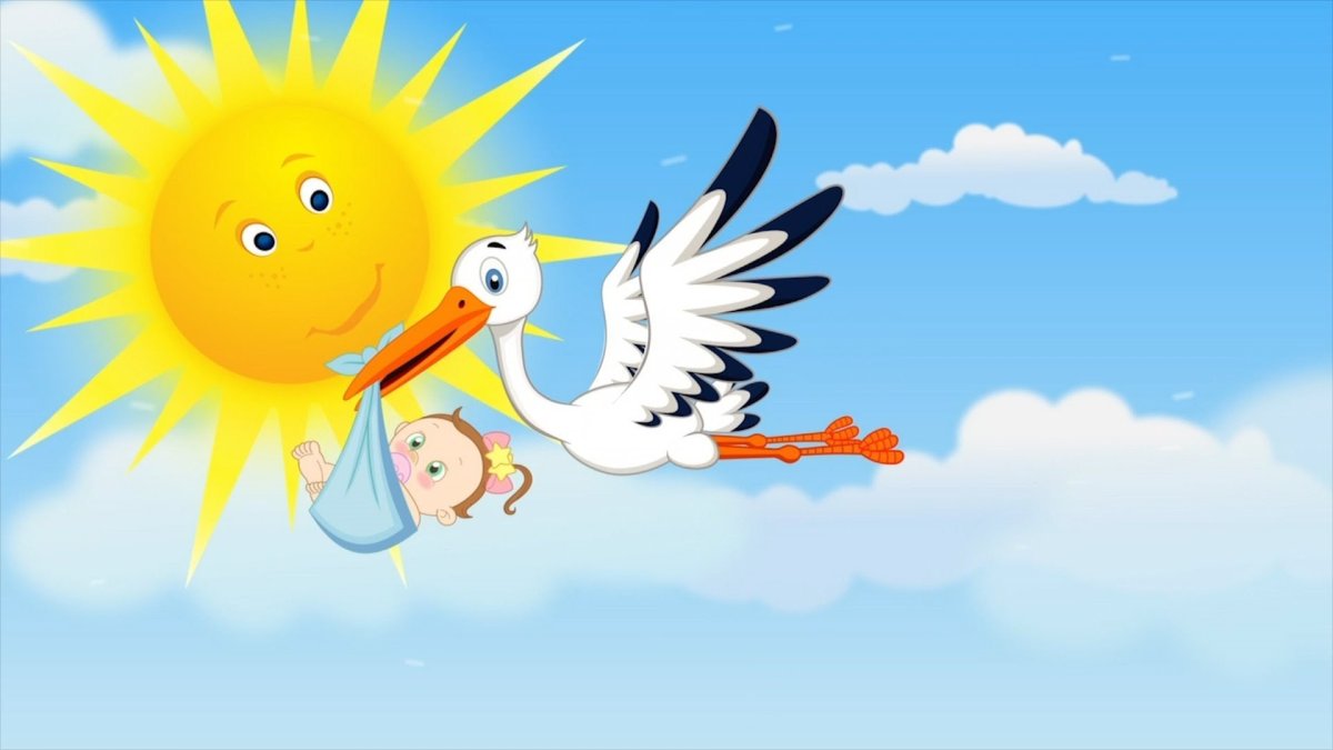 Аист с новорожденным